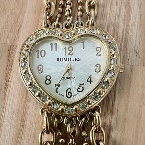 Rumours ladies heart gold tone bracelet watch NEW BATTERY
